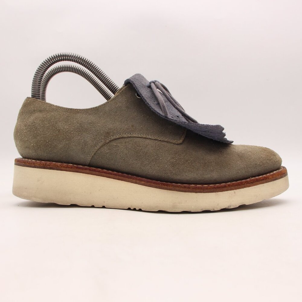 Grenson Kiltie Women's Size UK 5 Green Lace Up Suede Casual Shoes